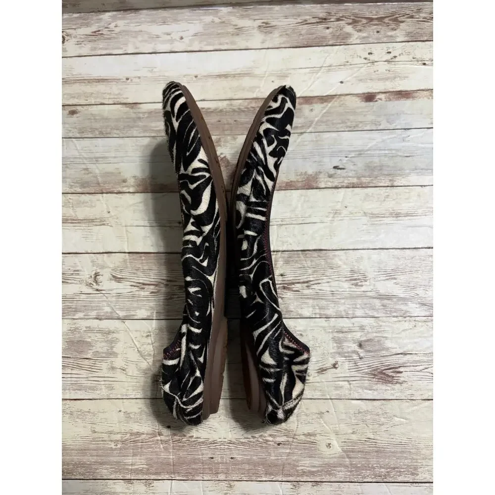 Hush Puppies Chaste Ballet Flat Zebra Print Calf Hair 9W Slip-On Shoes Comfort